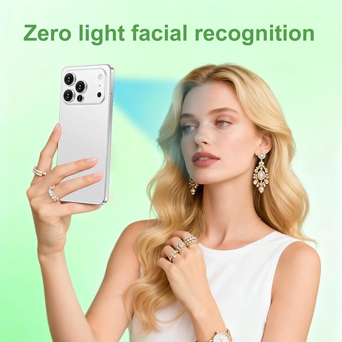 Huness I17PROMAX Smartphone Unlocked Cell Phone,6.99" HD Screen Unlocked Phone,16+512GB Android 15 Battery 7000mAh,Face ID/Dual SIM/5G/Fingerprint Button Unlock/Photos/GPS (White, 16+512G)