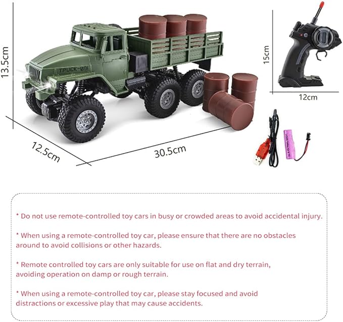RC Military Truck, 1:16 Military Carrier Car Off-Road Crawler Transpotr Truck 6WD with LED Light for Teen Adults
