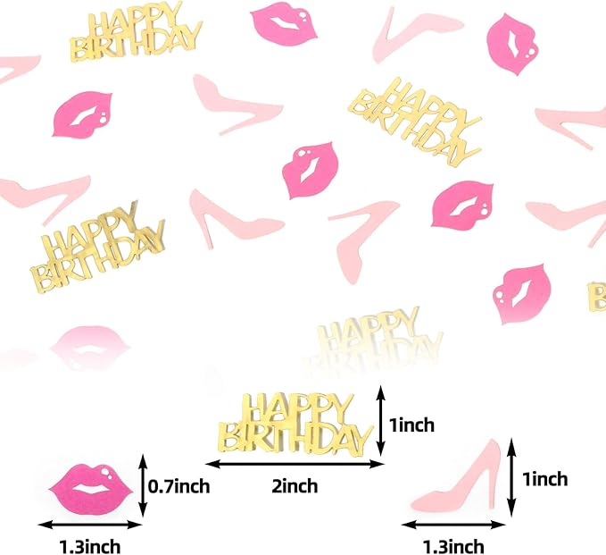 JNXCYQ Girl Happy birthday confetti high heels and lips confetti for woman birthday party table decorations