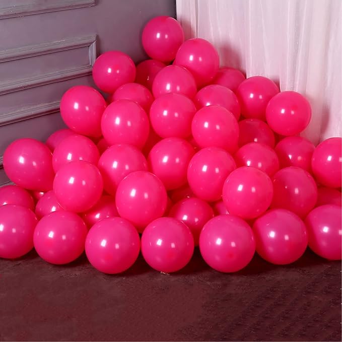 5 inch Hot Pink Party Balloons, 100 pcs Mini Dark Pink Latex Balloons for Birthday Wedding Baby Shower Decorations (Hot Pink)