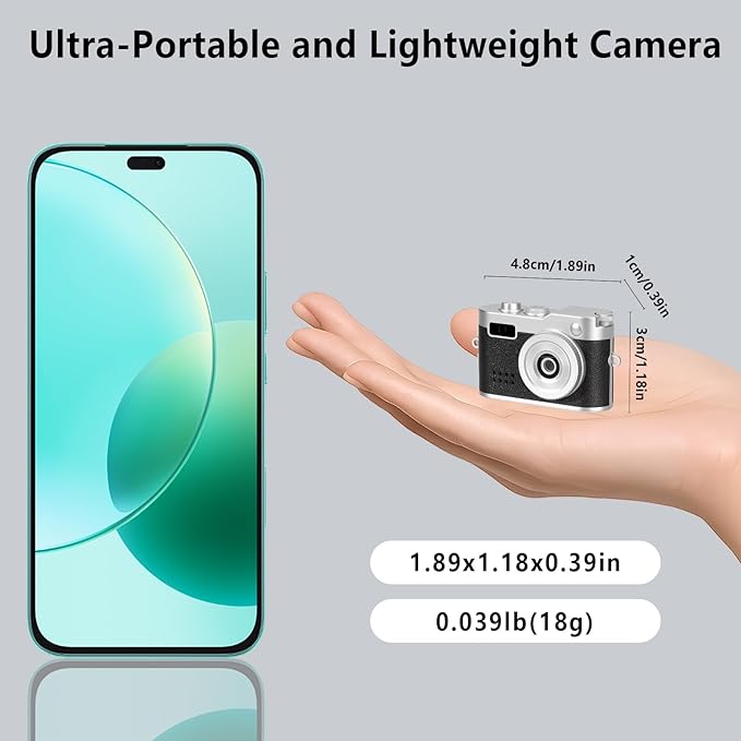 Mini Keychain Camera, FHD 1080p Mini Digital Camera with 32GB SD Card, 0.96" HD Display, 100 Mins Battery Life for Travel Recording Birthday Gifts (Vintage, Dark)