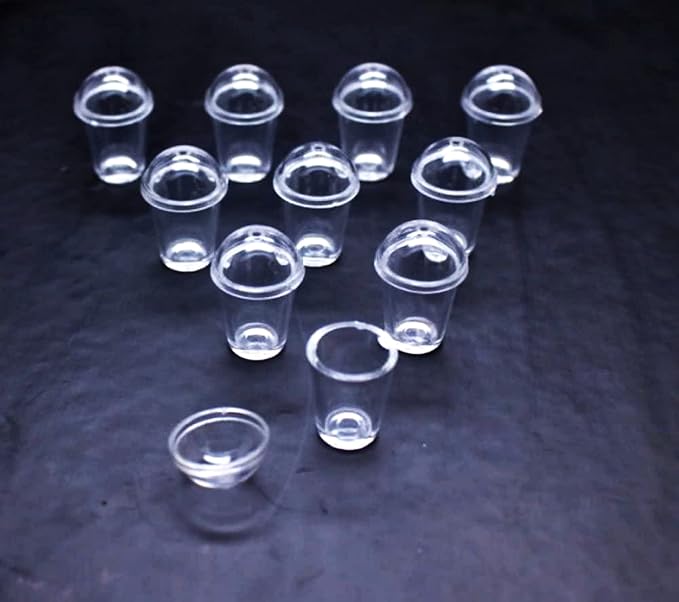 10 Cold Coffee Cup Open The Lid Take Away Size 1 cm Dollhouse Miniatures Food Kitchen Docoration