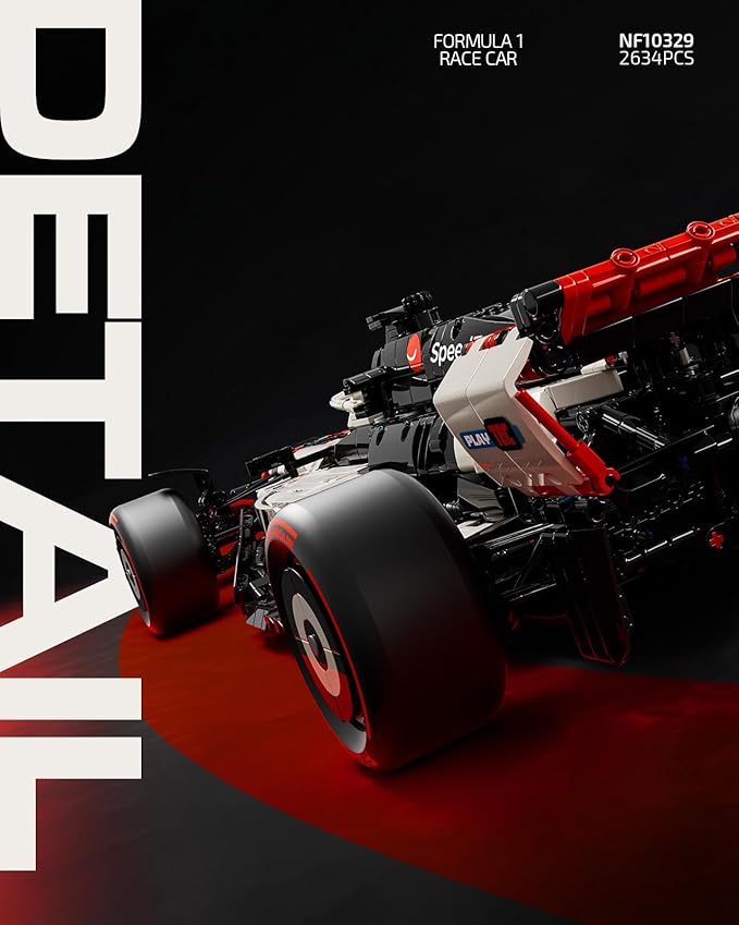 Nifeliz V25 F1 Racing Car Model Set, 1:8 Scale Car Building Set for Adults, Collectible and Display Gift for Racing Fans (2,634 PCS, NF10329)