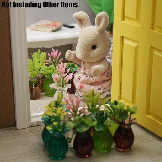 Odoria 1/12 Miniature Flower in Vase Dollhouse Decoration Accessories, 15Pcs