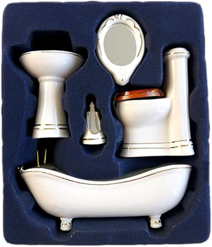 BESTLEE 1:12 Miniature Dollhouse Furniture Kit for Bathroom