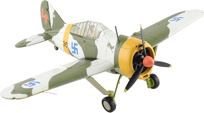Hobby Master | 1:48 Scale Diecast Military Aircrafts | Brewster Model 239 "Buffalo (Winter Scheme) BW364, 3/LeLv 24, Flown by WO Ilmari Juutilainen, March 1942 | Model HA7014