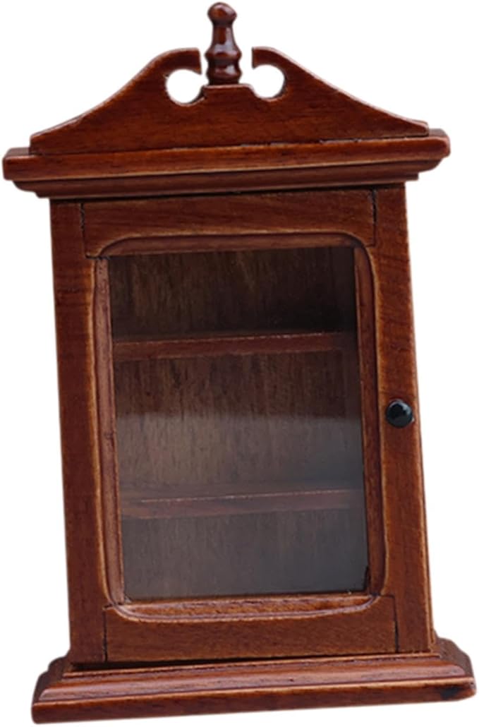 1:12 Scale Dollhouse Cabinet Simulation Accessories Toy Scenery Supplies Wooden Miniature Wall Shelf for Home Living Room