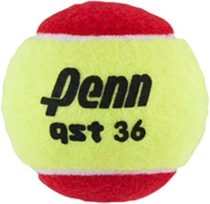 Penn QST 36 Tennis Balls - Youth Felt Red Tennis Balls for Beginners, 12 Ball Polybag