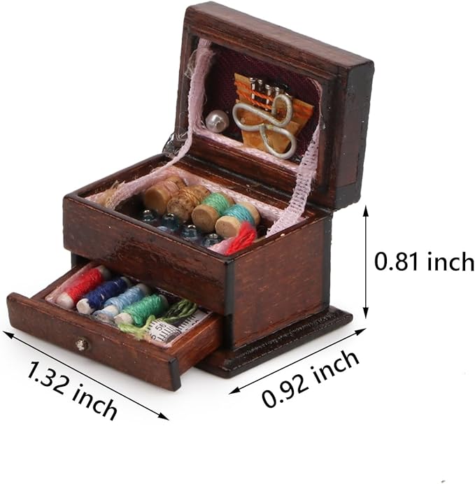 Dollhouse Accessories Miniature Sewing Tool Kit 1:12 Sewing Room Accessories Sewing Box Simulation Model Dollhouse Decorations (D)