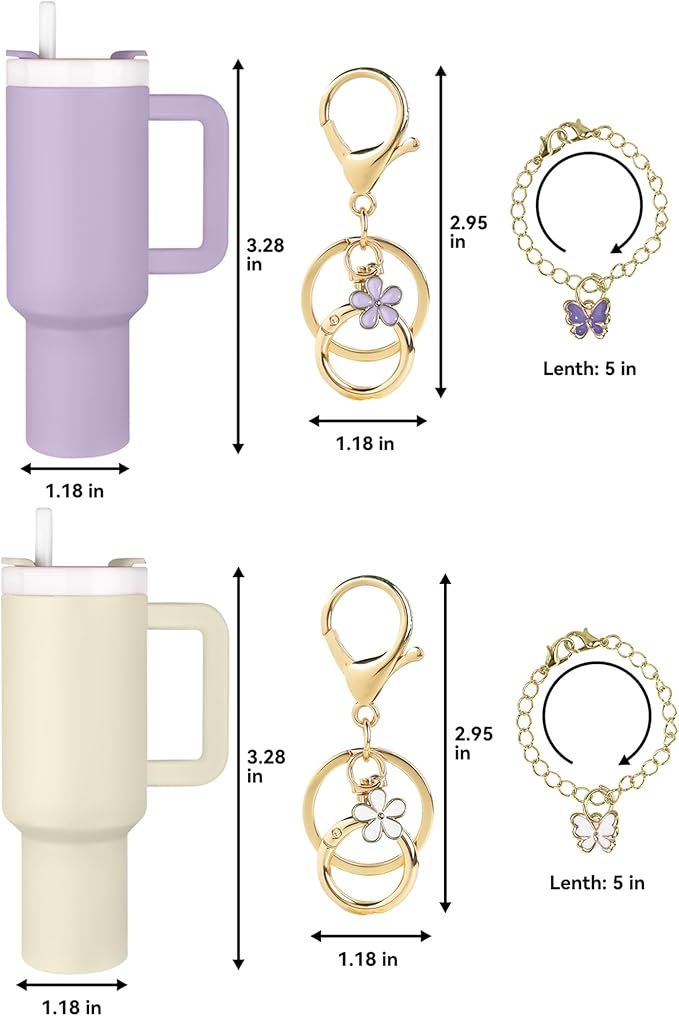 ERTUNA Mini Tumbler Keychain Accessories for Stanley Cup, 2 Way Cute Charms Chapstick Lip Balm Holder for Women Purse Handbag
