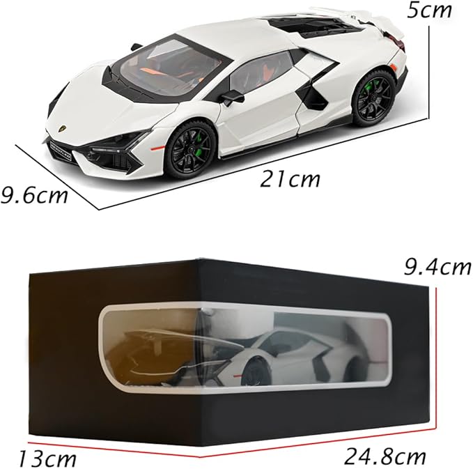 Alloy Collectible 1/24 White Lambo Revuelto Toy Pull Back Vehicles Diecast Cars Model with Light & Sound