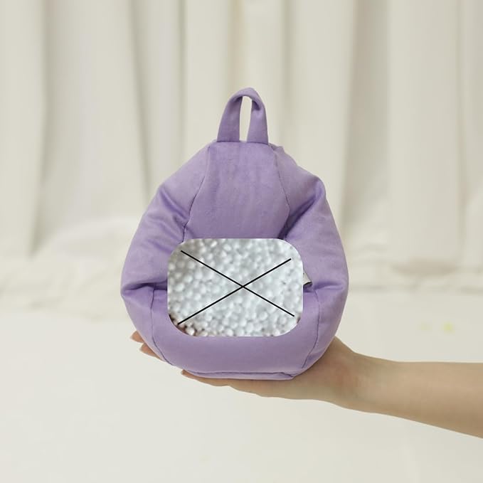 2pcs Cover of Mini Bean Bag Chair Cell Phone Holder (No Filler) Ultra Soft Micro Suede Anti Slip Miniature Bean Bag Couch Lavender Purple