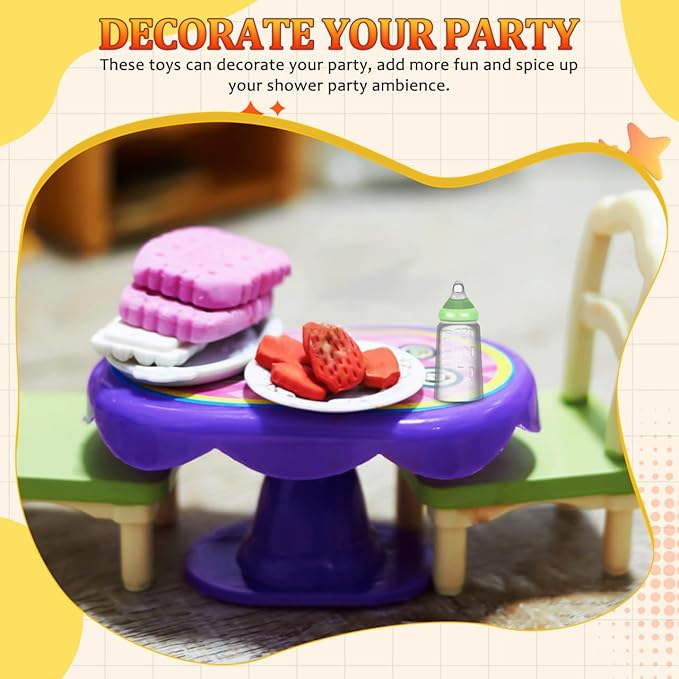 Kisangel 30pcs Miniature Baby Doll Bottles, Mini Bottles Plastic Resin Baby Shower Model for Party Games Decorations