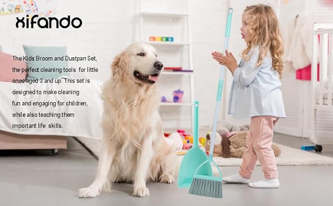 Xifando Kid's Housekeeping Cleaning Tools Set-Kids Cleaning Set 5 Piece -Pretend Play Home Cleaning Kit, Include Mop,Broom,Dust-pan,Duster Brush,Towel