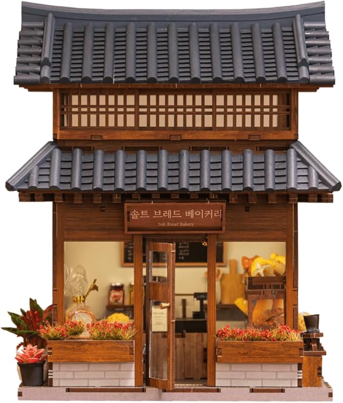 Anavrin Book Nook Ikseon-Dong Hanok Bakery Miniature House 3D Booknook for Adults, Teens and Book Lovers, Library Decor, Creative Gift for Family, Friends, and Elderly