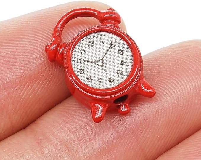 Odoria 1/12 Miniature Alarm Clock Dollhouse Decoration Accessories, Red