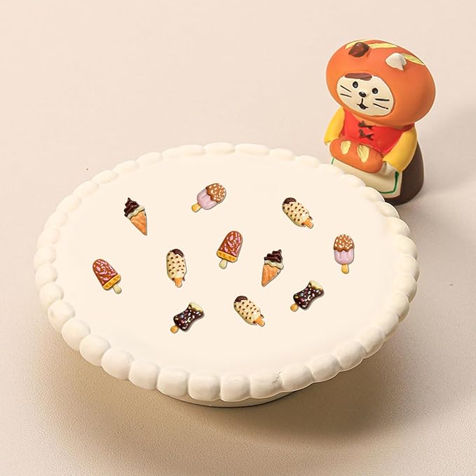 60 Pieces Mini Ice Cream Decor for Dollhouse Accessorie Mini Food Dessert for Crafts Tiny Resin Ice Cream for Dollhouse Mini Kitchen Micro Landscaping Decoration