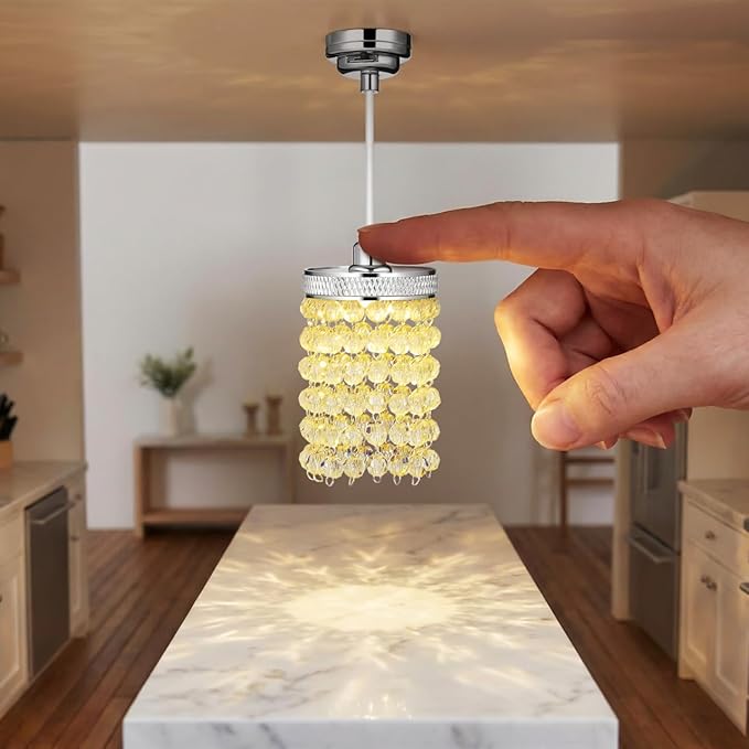 TOYANDONA Dollhouse Chandelier - 1/12 Scale Hanging Beaded Chandelier Doll House Ceiling Lights Lamp Miniature Dollhouse Lights Led Battery Operated for Doll House Decoration Accessories