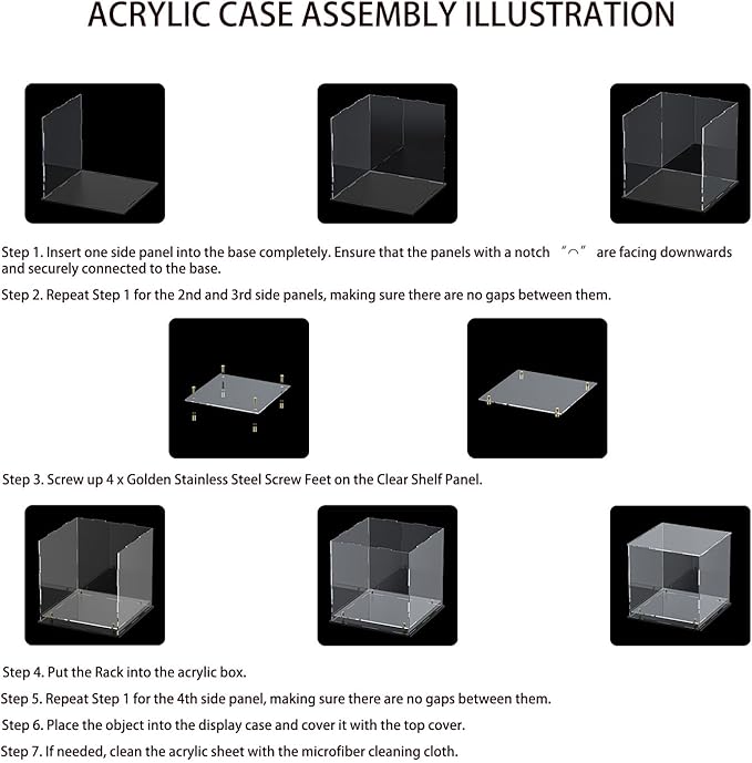 Acrylic Display Case with Floating Shelf & Thick Base – UV-Protected Collectible Showcase for Souvenirs, Figurines, and Memorabilia (10" Lx10 Wx10 H)