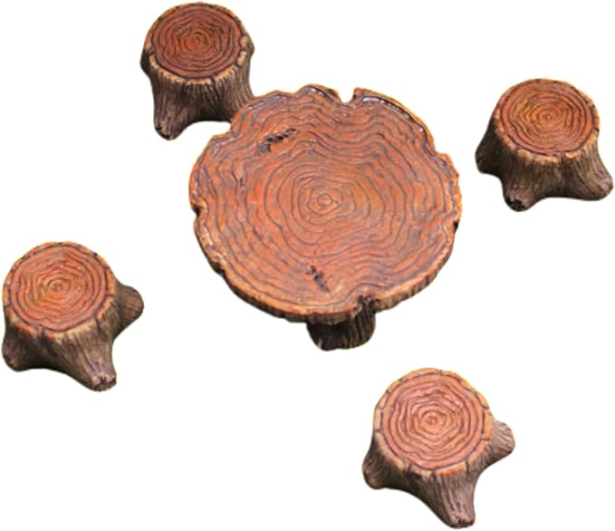 5Pcs Miniature Table and Chairs Set, Fairy Garden Accessories Outdoor Mini Resin Furniture Ornaments Kit Micro Landscape Decor for Dollhouse Succulents Home DIY Craft Gift