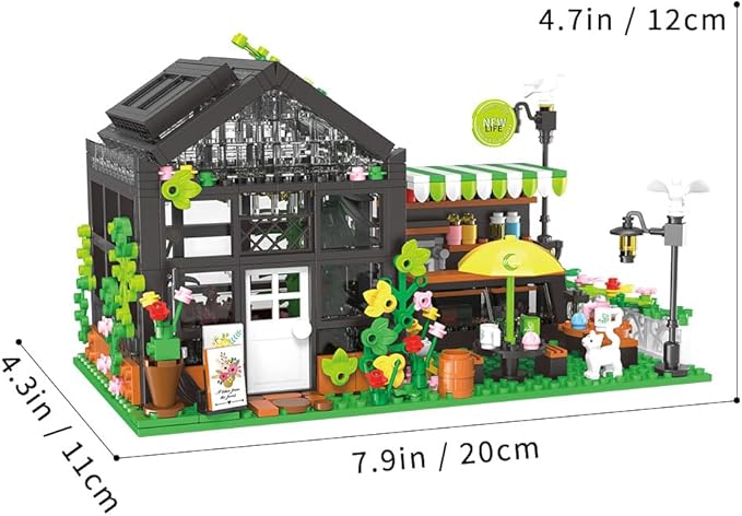 LEGPS YYDS Flower House Building Set with LED, City Street House Flower Shop Building Blocks Toy, Valentine Gift for Girls 8-12 Year, Mini Brick 680pcs