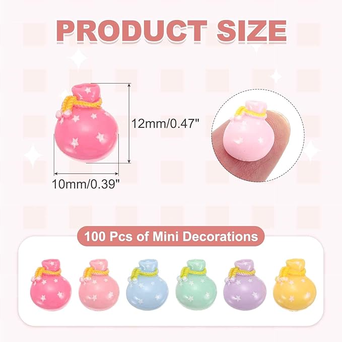 Mini Cute Small Lucky Bag Decor, Miniature Doll Food Crafts for Dollhouse & Landscape & Mini Kitchen & Micro Fairy Garden & DIY Craft Decorations(Dark Colors, 100pcs)