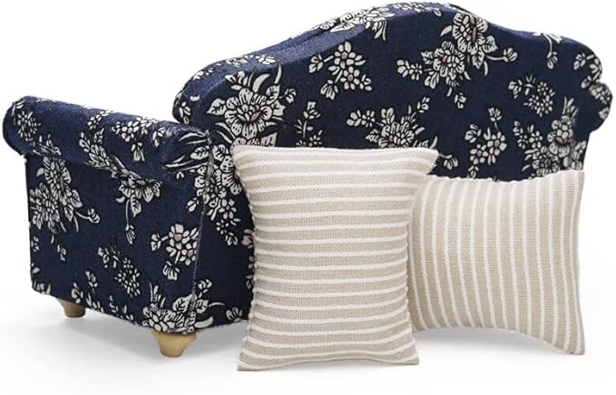 Odoria 1/12 Miniature Couch Sofa Dollhouse Furniture Accessories, Dark Blue