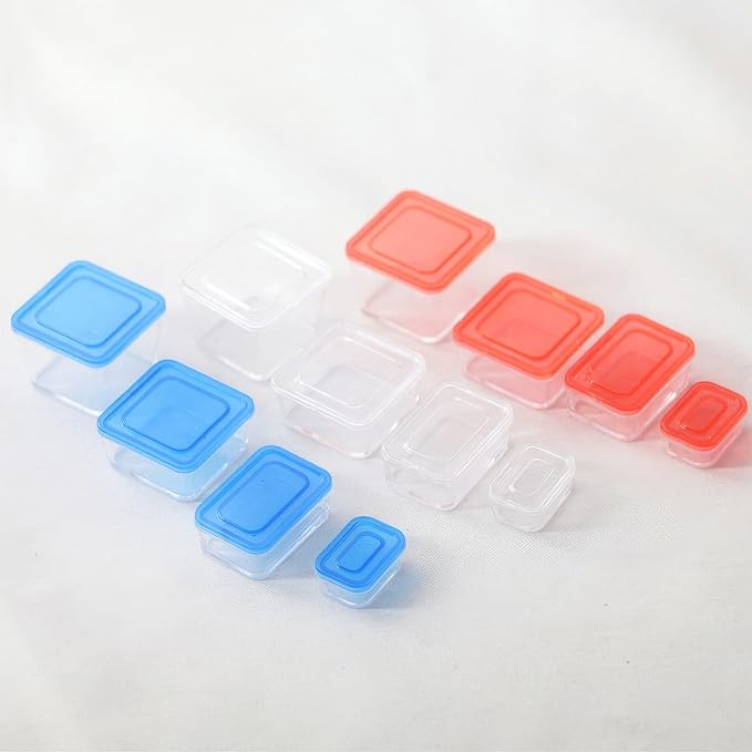 Cute Mini Storage Containers (4 Pack), Realistic Miniature Boxes with Lids for Dollhouse Décor, Crafting, and Miniatures (Transparent)