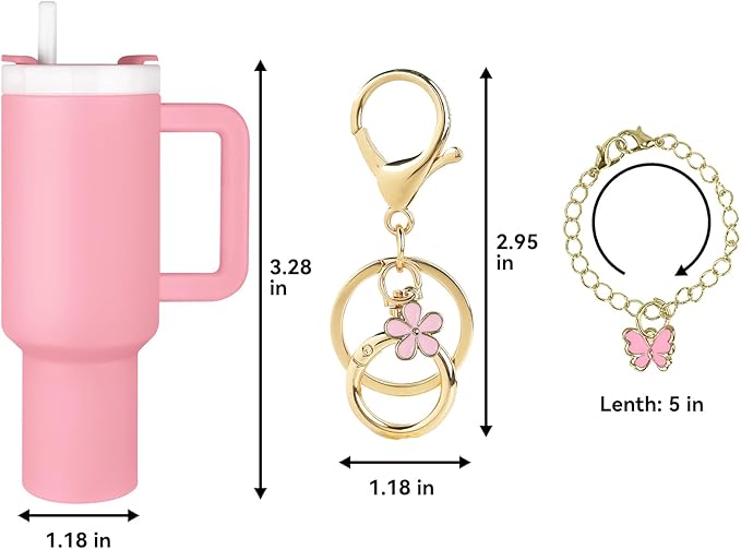 ERTUNA Mini Tumbler Keychain Accessories for Stanley Cup, 2 Way Cute Charms Chapstick Lip Balm Holder for Women Purse Handbag