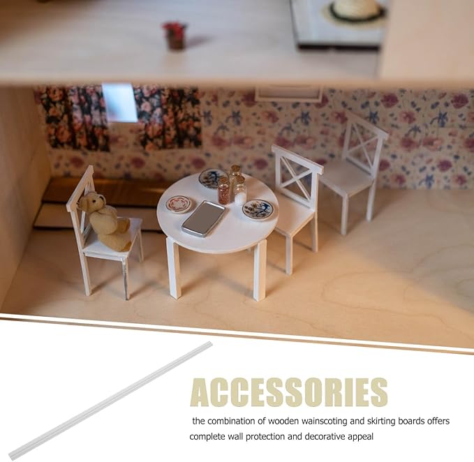 UPKOCH Dollhouse Wainscoting Molding and Skirting Board 1 12 Scale Miniature Wall Decor for DIY Tiny House Scene Accessories