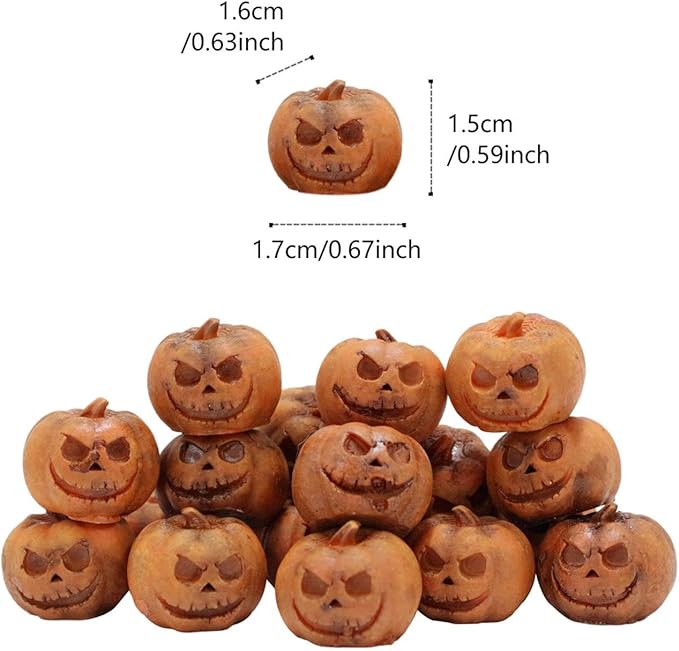 20 Pieces Miniature Pumpkin Figurines Mini Statues Grimace Pumpkins Crafts Sculptures Halloween Decorations Resin for Desk