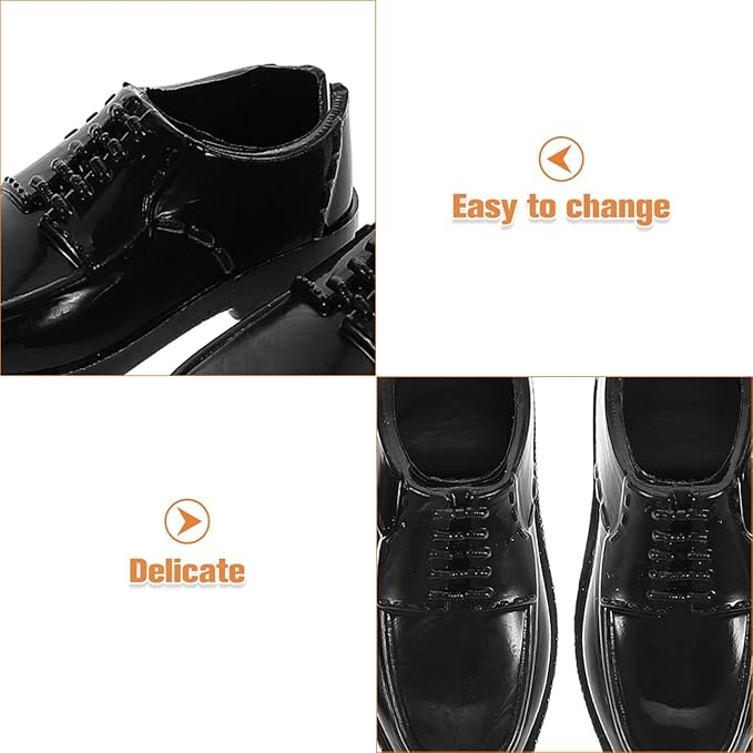 TOYANDONA 10pairs Miniature Black Shoes for Dolls Elegant Prince Style Dress up Shoes for Scale Male Dolls for Dollhouse Decor and Micro Landscape Ornaments