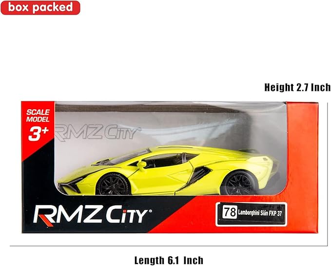 BDTCTK Lamborghini Sián FKP37 Diecast Car Models,1/36 Zinc Alloy Toy Pull Back Vehicles Toy Cars for Toddlers Kids Boys Girls Gift (Yellow)
