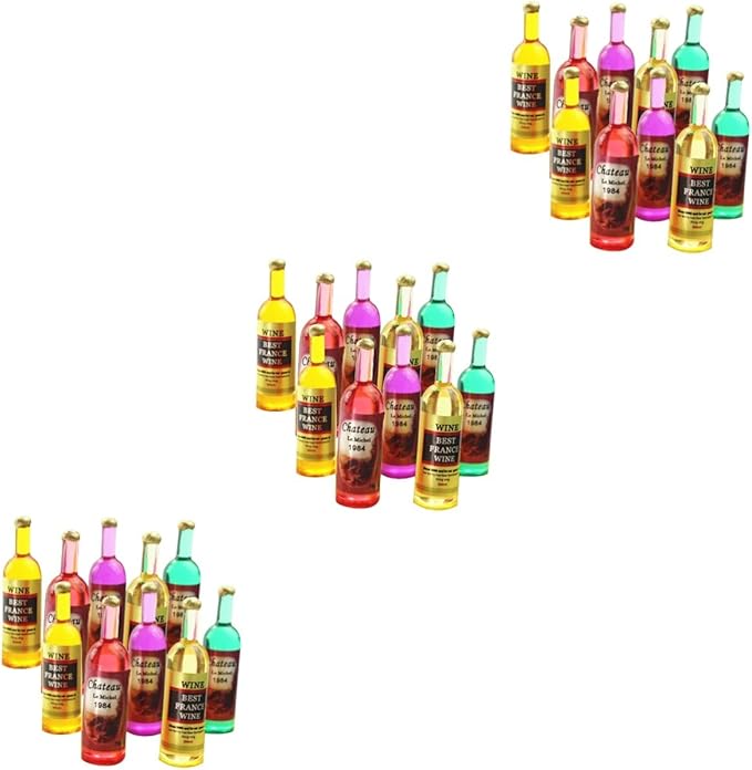 EXCEART 54pcs Miniature Wine Bottles for Dollhouse Ornaments Lovely Bottle Realistic Colors and Shapes for Home Decoration and Collecting Mixed Styles