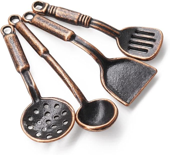 Odoria 1/12 Miniature Kitchen Utensils Dollhouse Decoration Accessories, Bronze