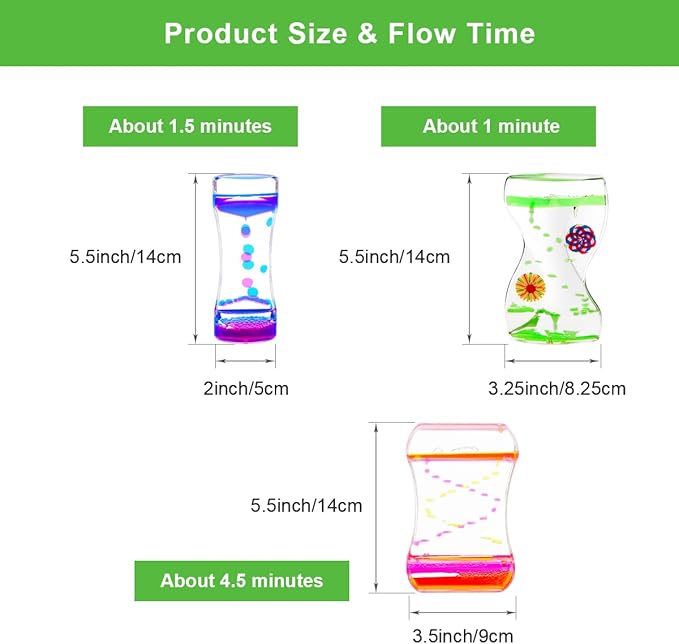 Coitak Liquid Motion Bubbler Timer for Sensory Play, Fidget Toy, Desk Top, 3 Pack, Assorted Colors (Style-1)