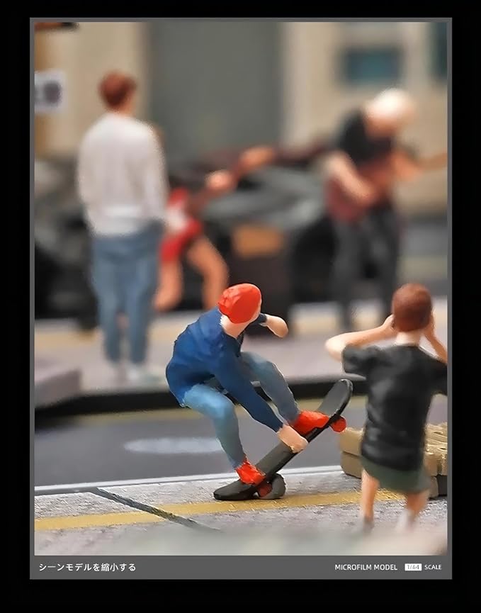 1:64 Scale Hand-Painted Resin Skateboarding Boys - HO Compatible Diorama Model for Train Scenes, Architectural Displays, Collectors & Hobbyists