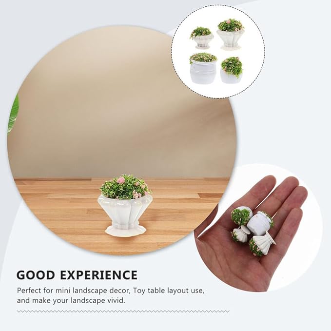 Abaodam 8Pcs Dollhouse Miniature Plants Mini Potted Plant Miniature Bonsai Plants Mini Flower Pots Scenery Landscape Plant Decor Dollhouse Decoration Greenery Ornament