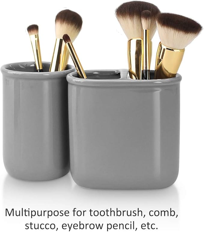 Gray Ceramic Bathroom Accessory Set, Bathroom Accessories Set Includes Soap Dispenser, Toothbrush Holder, Tumbler, Soap Dish, Complete Bathroom Ensemble Sets for Bath Decor, Ideas Home Gift