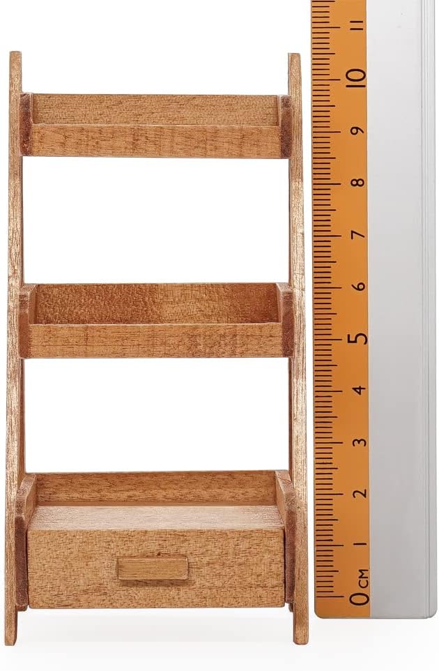 Odoria 1/12 Miniature Plant Shelf Dollhouse Decoration Accessories, Brown