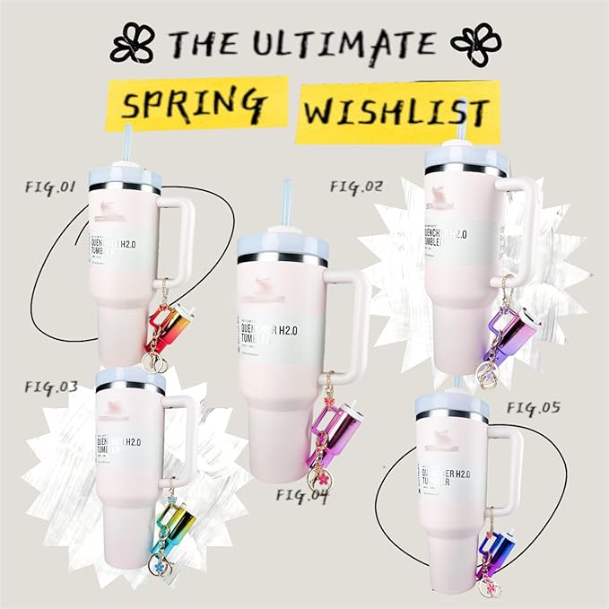 ERTUNA Mini Tumbler Keychain Accessories for Stanley Cup, 2 Way Cute Charms Chapstick Lip Balm Holder for Women Purse Handbag