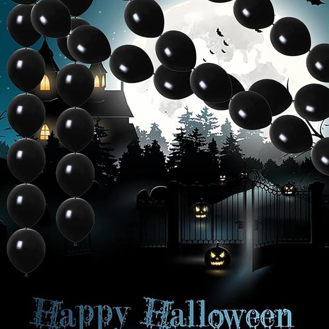 ADIDO EVA Link Balloons Black 10 Inch Latex Quick Linkale Balloon 80 Pcs for Birthday, Halloween, Christmas, Party Festival Decorations