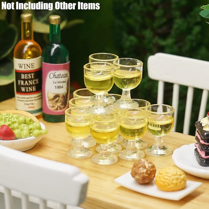 Odoria 1/12 Miniature Wine Glasses 12Pcs Dollhouse Decoration Accessories, White Wine