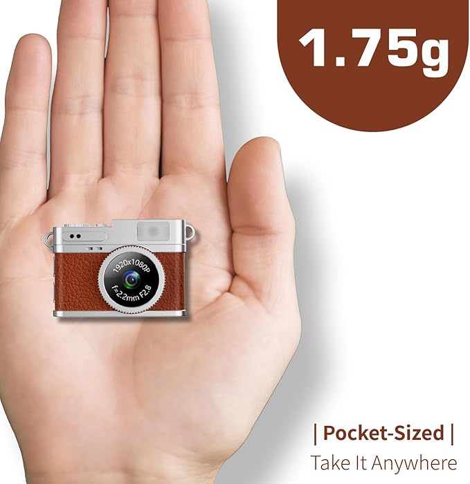 LKT 1080P Mini Keychain Camera with 32GB Card & OTG Adapter, Portable Pocket Digital Camera with Retro Filters & Screen, Tiny HD Camcorder for Phone Transfer, Travel, Kids, and Gifts