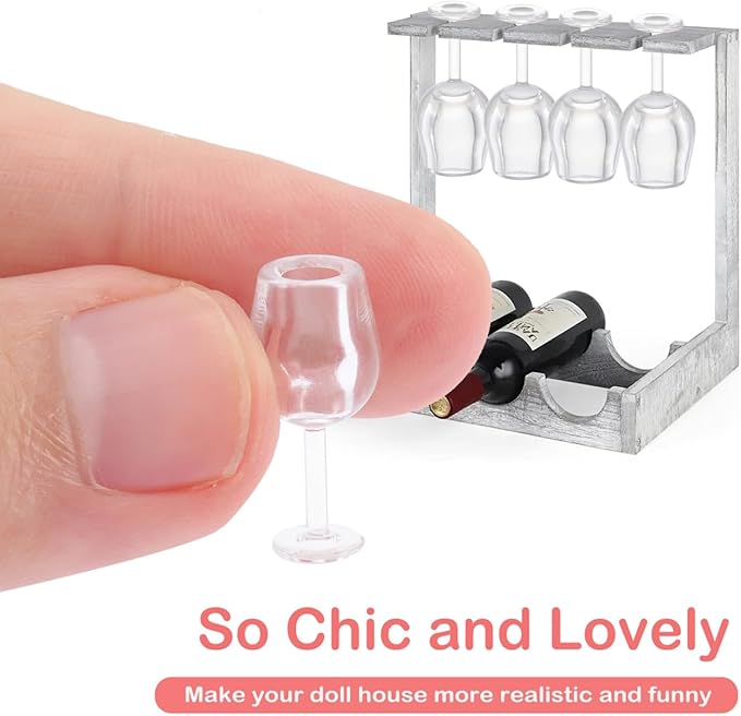 10Pcs Miniature Dollhouse Wine Glasses - 1:12 Scale Plastic Tiny Wine Glasses for Dollhouse Kitchen Decor Photography Props