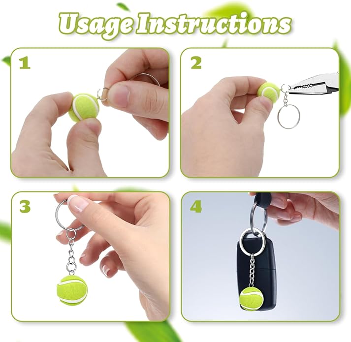 Garneck 10pcs Mini Tennis Ball Charms: 2cm 3d Flocking Sports Tennis Ball Beads for Diy Keychain Earring Necklace Bracelet Jewelry Making Accessories
