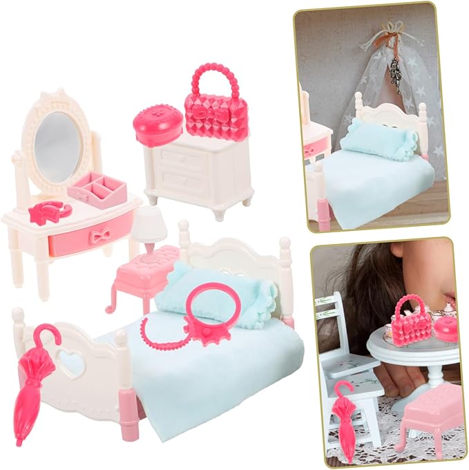 HEMOTON 1set Miniature Bedroom Furniture for Dollhouse Cute DIY Scene Prop High-Detail Design and Safe Material for Creative Role Play and Family Fun