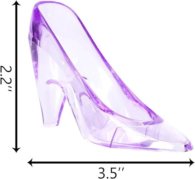 ZYFLSQ 24 Pieces Mini Plastic Cinderella Slippers 3.5 Inch Glass Heels Princess for Wedding Birthday Party Table Favors Decoration (Purple)