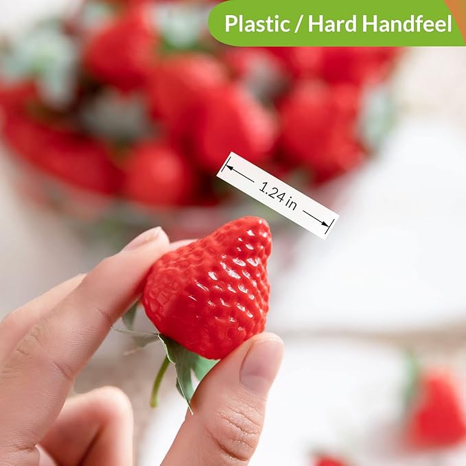 100 Pieces Fake Strawberries Fake Fruit Artificial Strawberry Kitchen Décor Plastic Strawberry Party Decorations Realistic Fake Food Lifelike for Display Photography Props