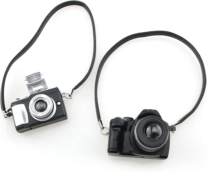 TAODAN 2IN1 Dollhouse Miniature Digital SLR Camera Digital Camera for 1/6 1/12 Dollhouse and Doll Accessories